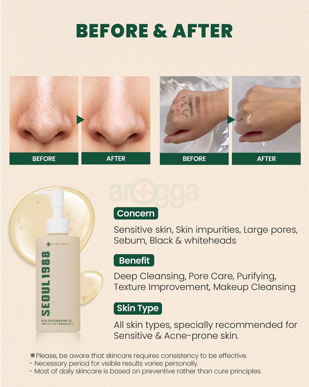 K Secret Seoul 1988 Cleansing Oil with Pine Cica 1% + Probiotics 200ml  
