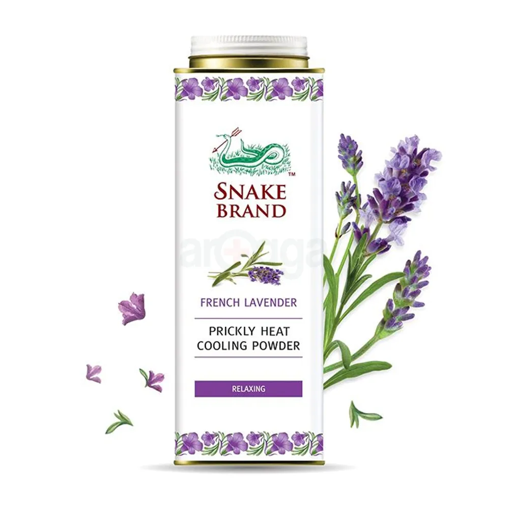Snake Brand Prickly Heat Relaxing Cooling Powder with French Lavender  