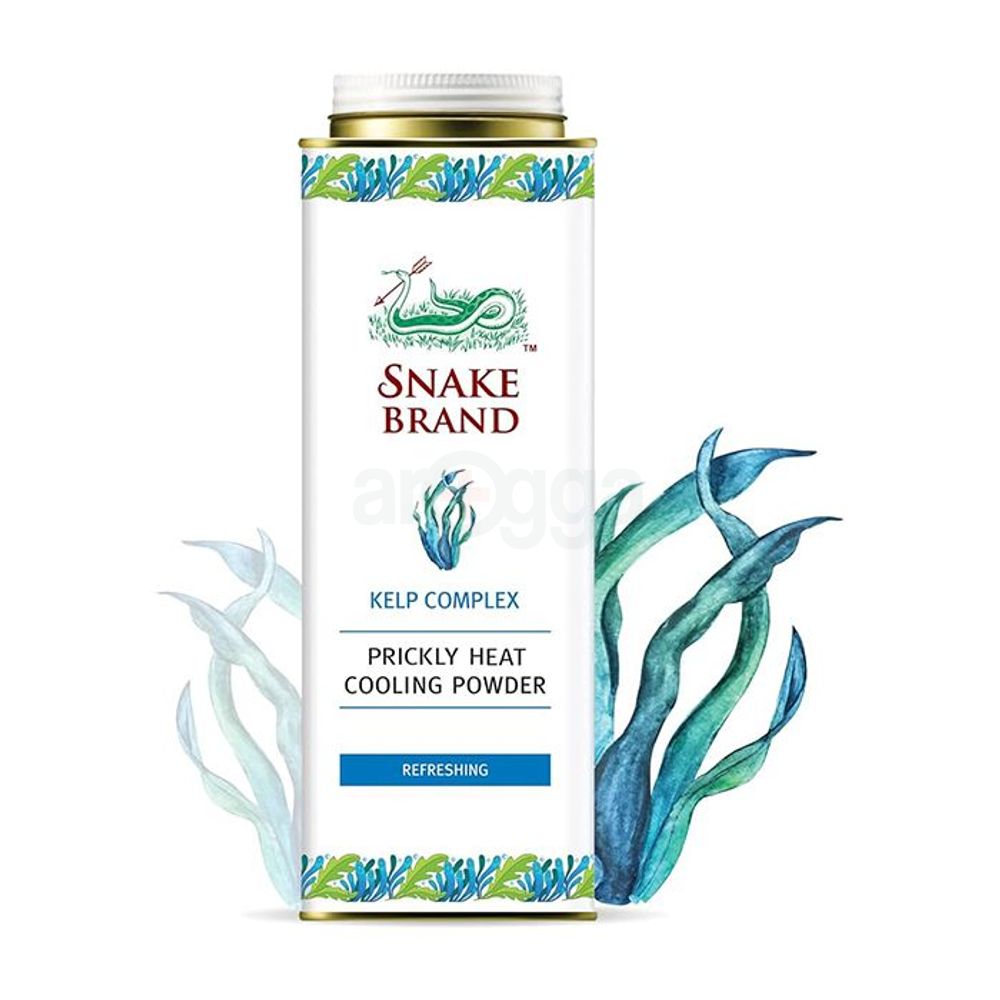Snake Brand Prickly Heat Refreshing Cooling Powder with Kelp Complex  