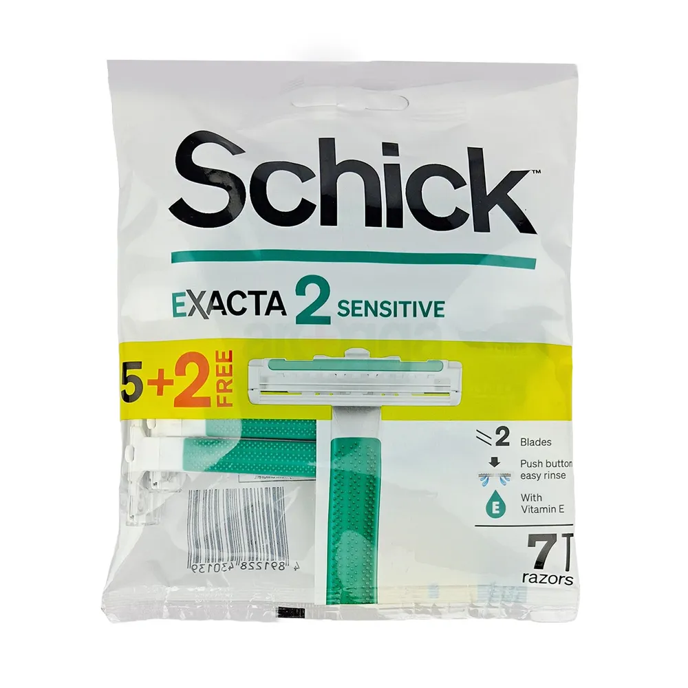 Schick Exacta 2 Sensitive razor with Vitamin E 5 Razors (Free 2  pcs)  