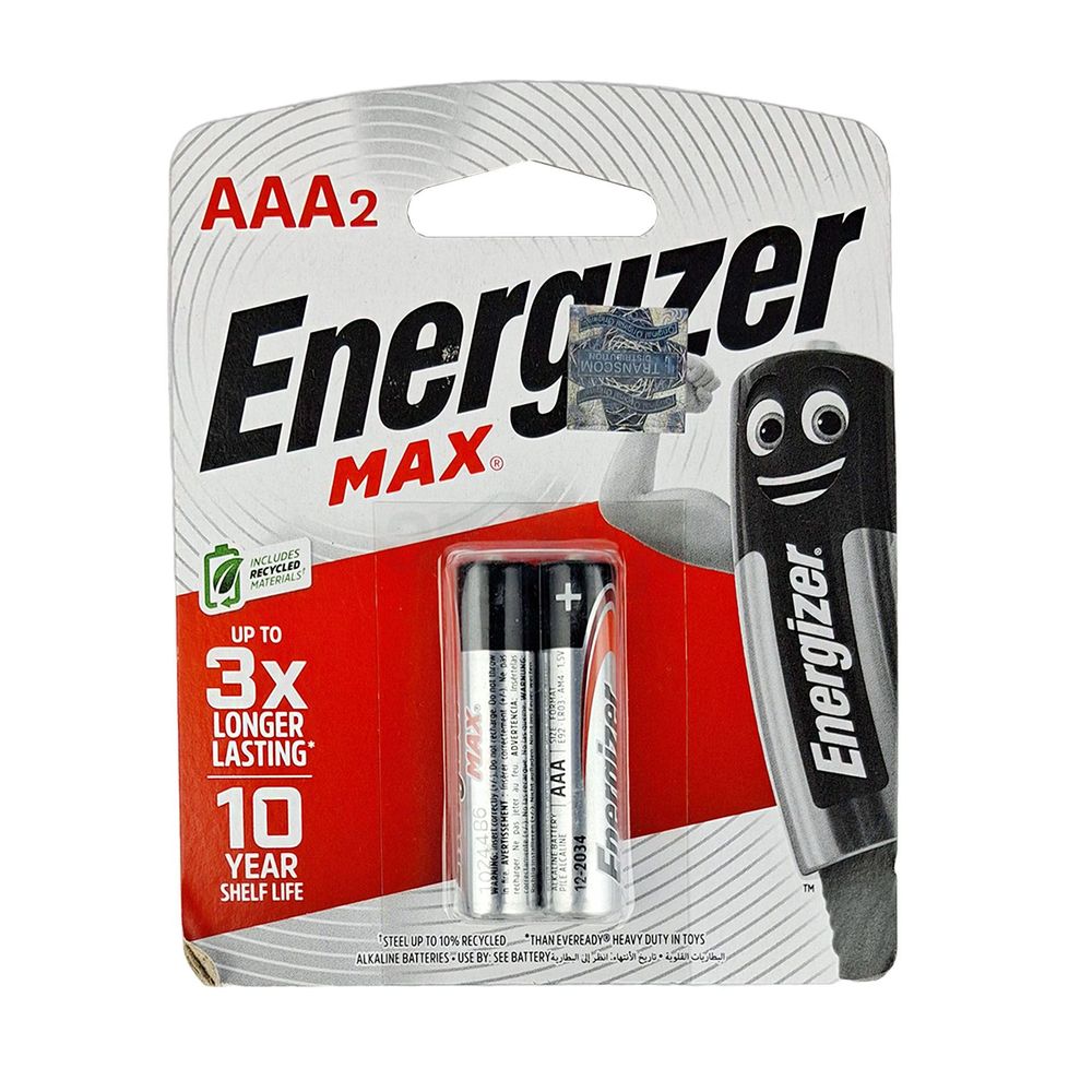 Energizer Max AAA/E92 BP2 1.5V Alkaline Battery (1-Pair)  