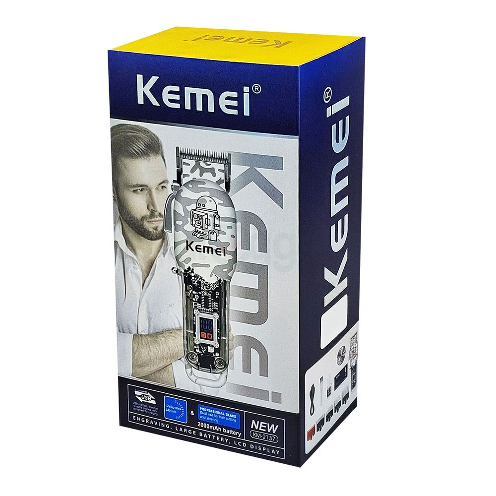 Kemei Digital Display Professional Cordless Hair Clipper Trimmer for Men KM- 2137 2000mAh Battery  