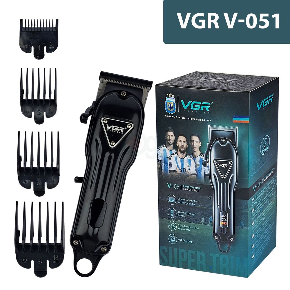 VGR V-051 Digital Display Professional Cordless Hair Clipper Trimmer for Men  