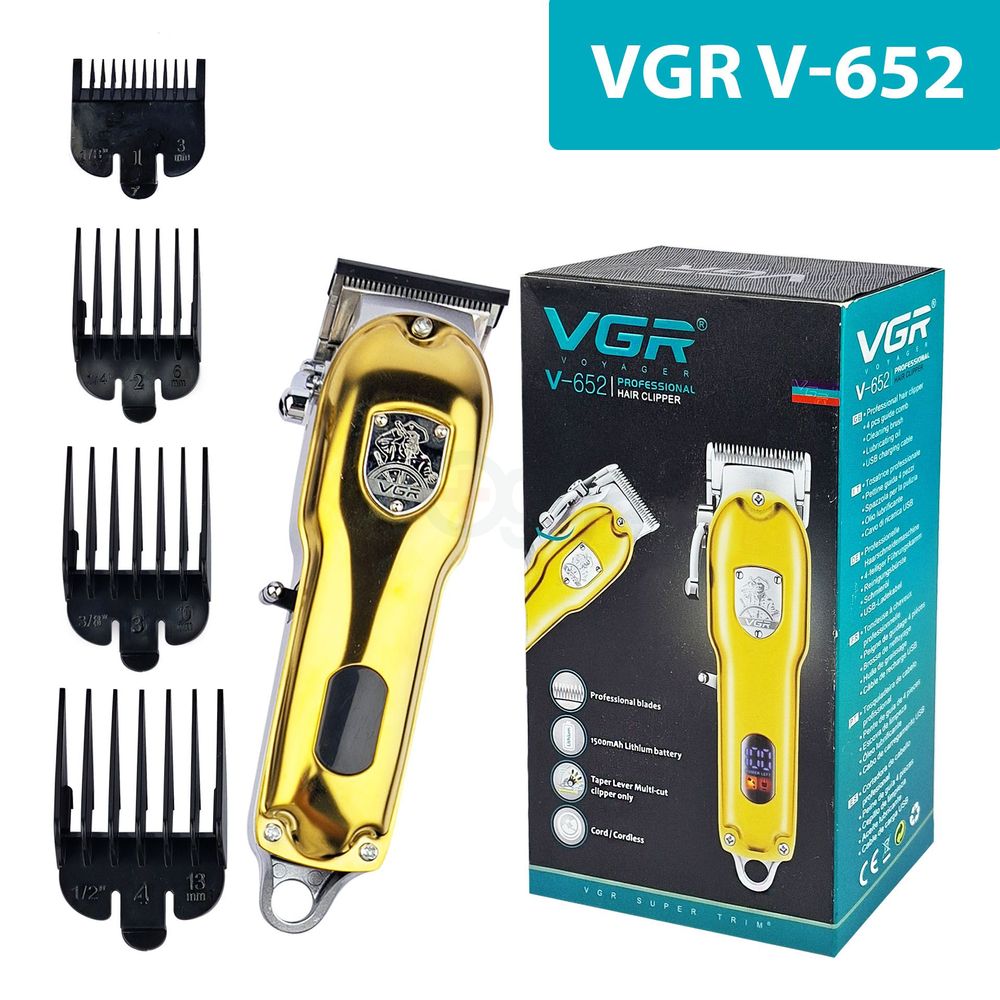 VGR V- 652 Digital Display Professional Cordless Hair Clipper Trimmer for Men  