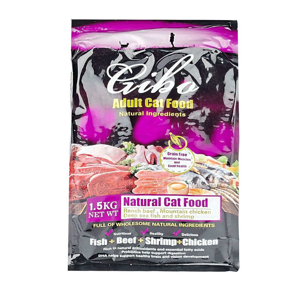 GIBO Adult Cat Food Fish, Beef, Shrimp & Chicken 1.5kg  