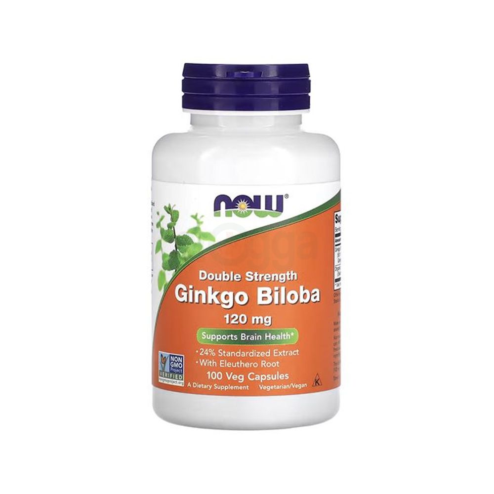 NOW Double Strength Ginkgo Biloba - 120mg - 100 Veg Capsules  