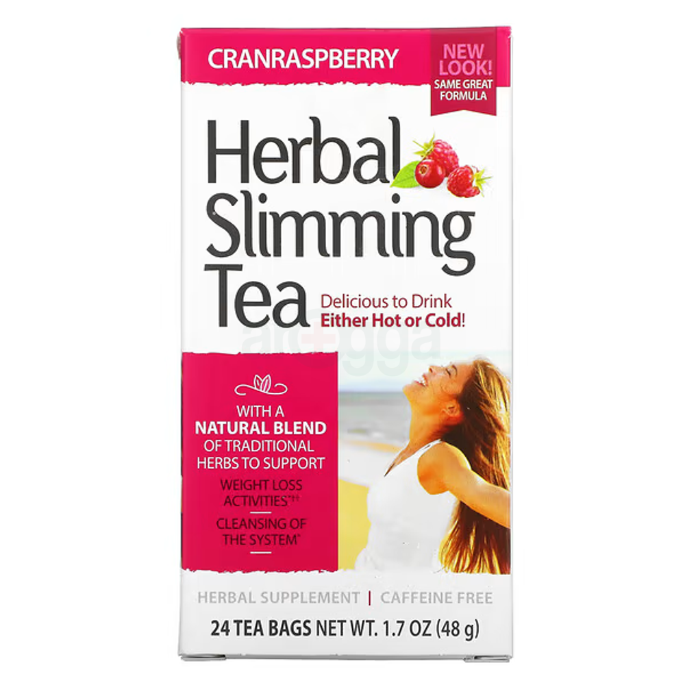 21st Century, Herbal Slimming Tea, Cranraspberry, Caffeine Free, 24 Tea Bags, 1.7oz (48g)  