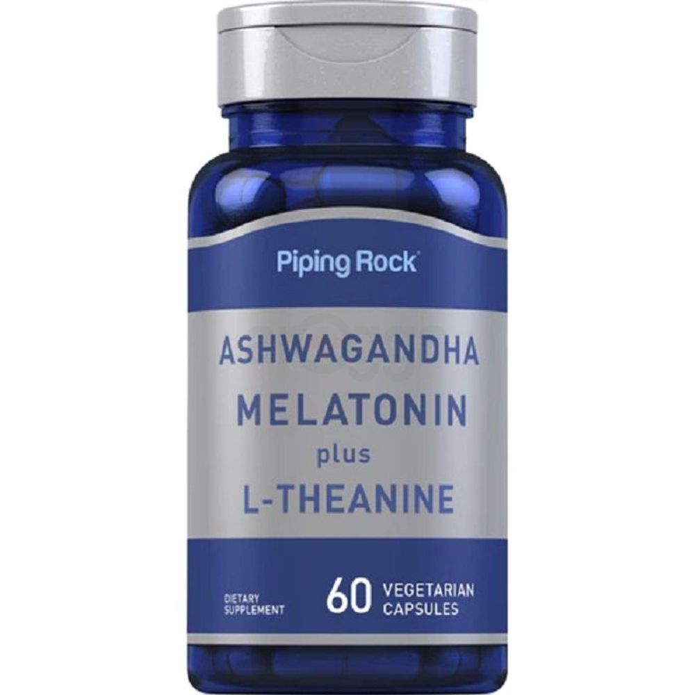 Piping Rock Ashwagandha Melatonin Plus L-Theanine - 60 Capsules  