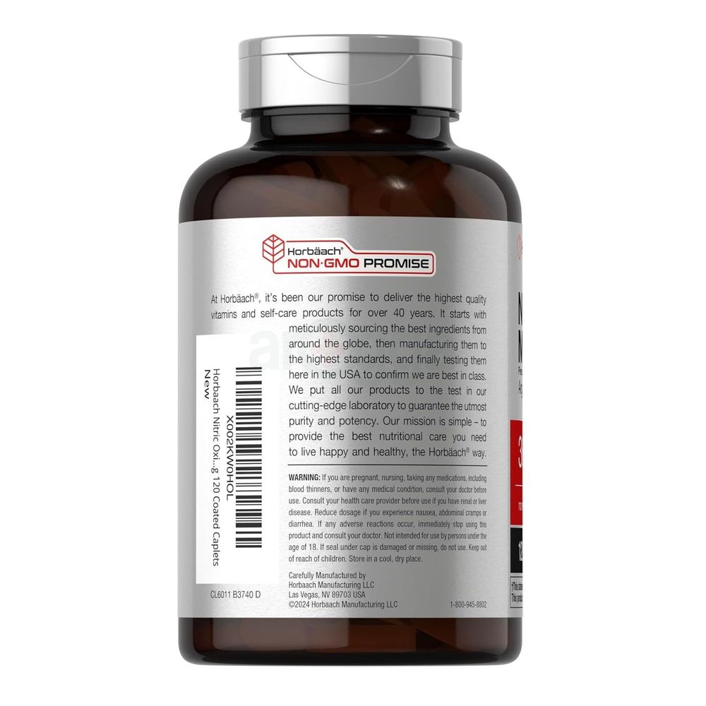 Horbaach Nitric Oxide Max 3600mg - 120 Caplets  