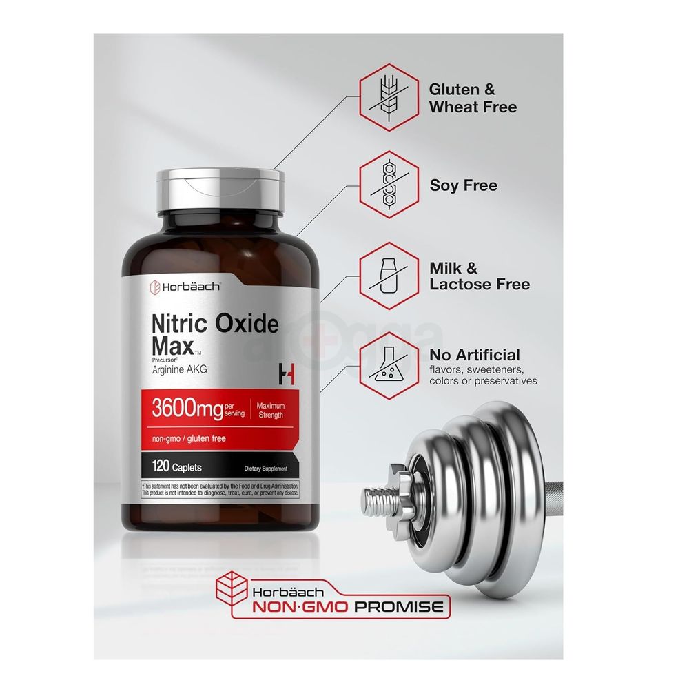 Horbaach Nitric Oxide Max 3600mg - 120 Caplets  