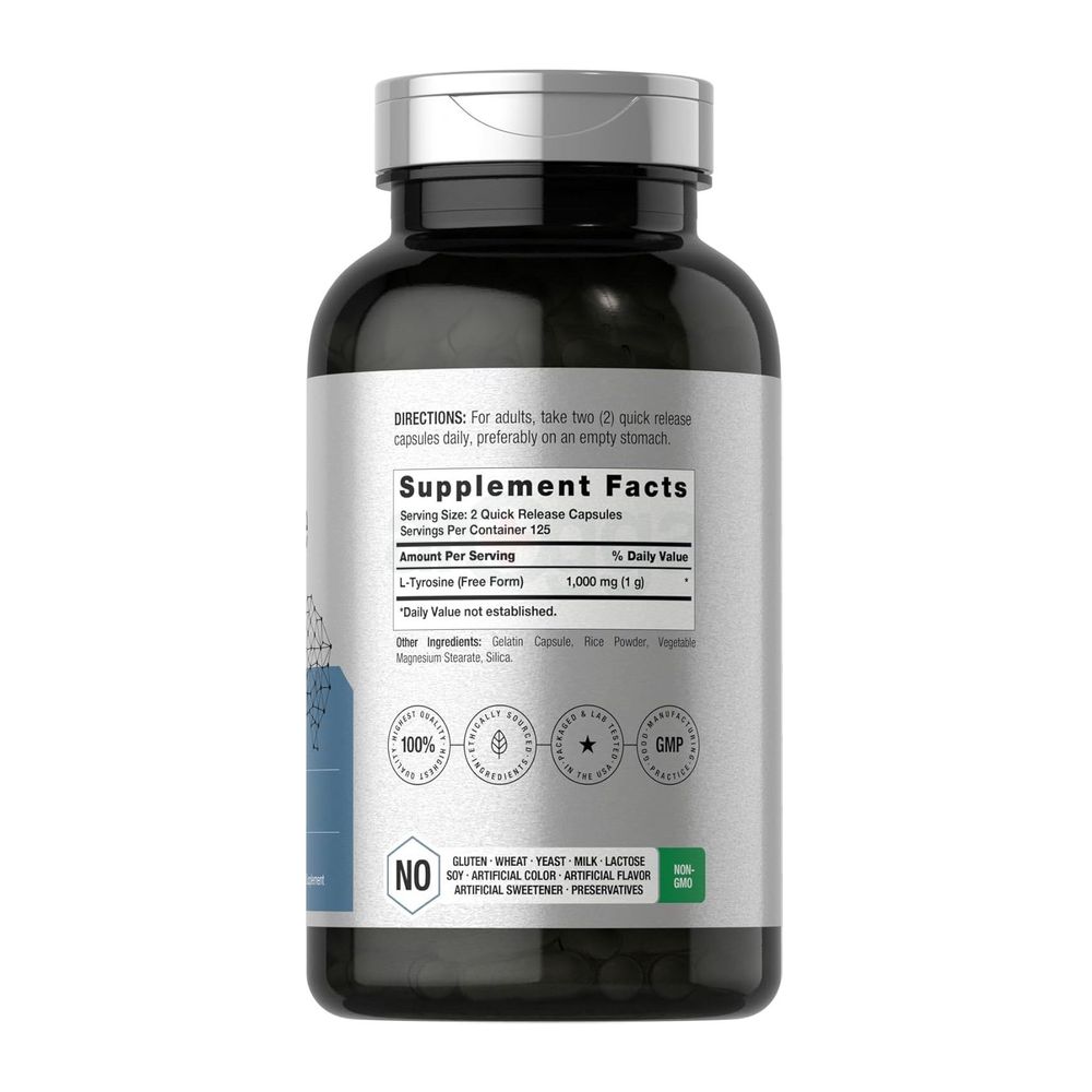 Horbäach L-Tyrosine  1000mg - 250 Capsules  
