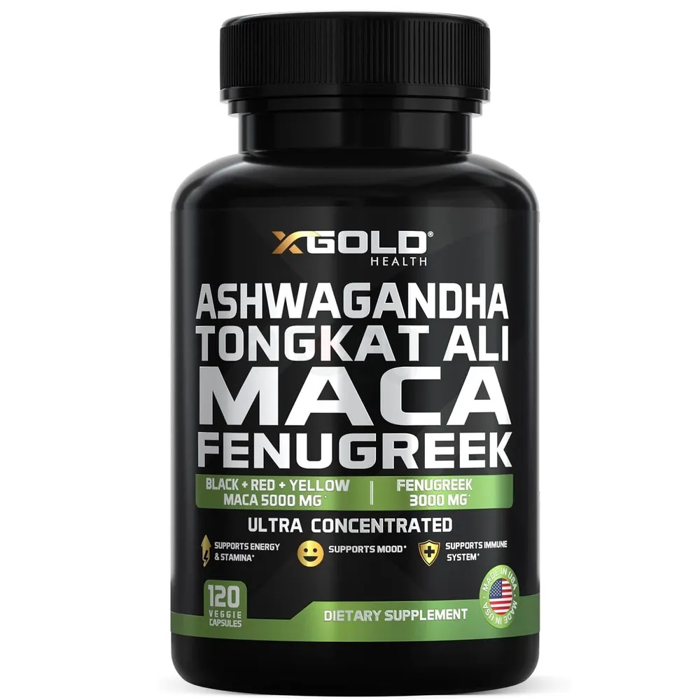 X Gold Ashwagandha Tongkat Ali Maca Fenugreek Ultra Concentrated - 120 Capsules  