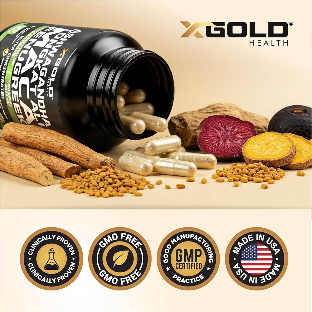 X Gold Ashwagandha Tongkat Ali Maca Fenugreek Ultra Concentrated - 120 Capsules  