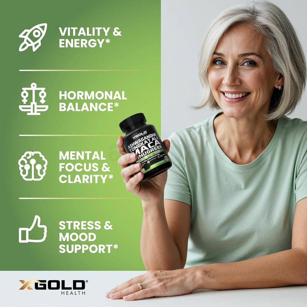 X Gold Ashwagandha Tongkat Ali Maca Fenugreek Ultra Concentrated - 120 Capsules  