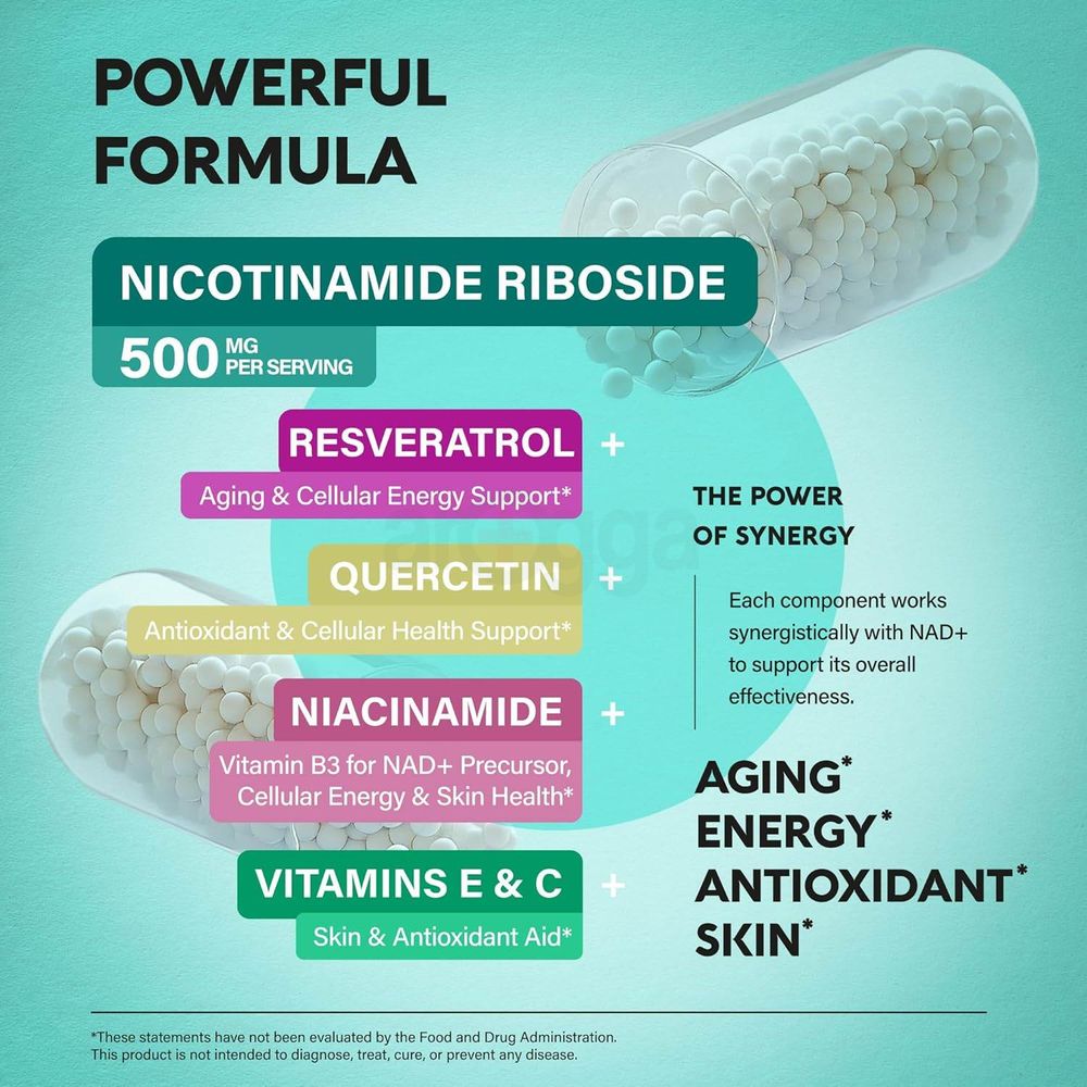 Nutra Harmony NAD+ Supplement with Resveratrol & Quercetin - 120 Capsules  