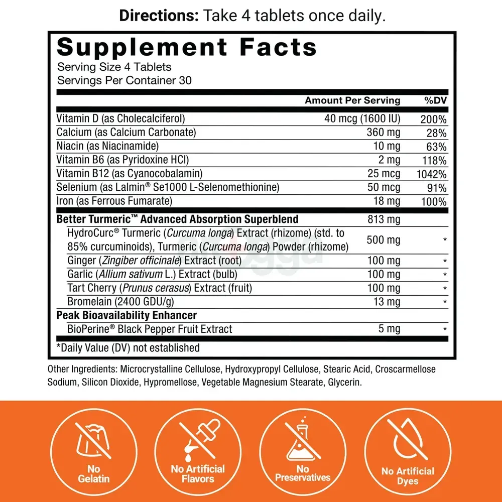 Force Factor Better Turmeric, Curcumin Supplement for Inflammation, Capsules Alternative- 120 Tablets  