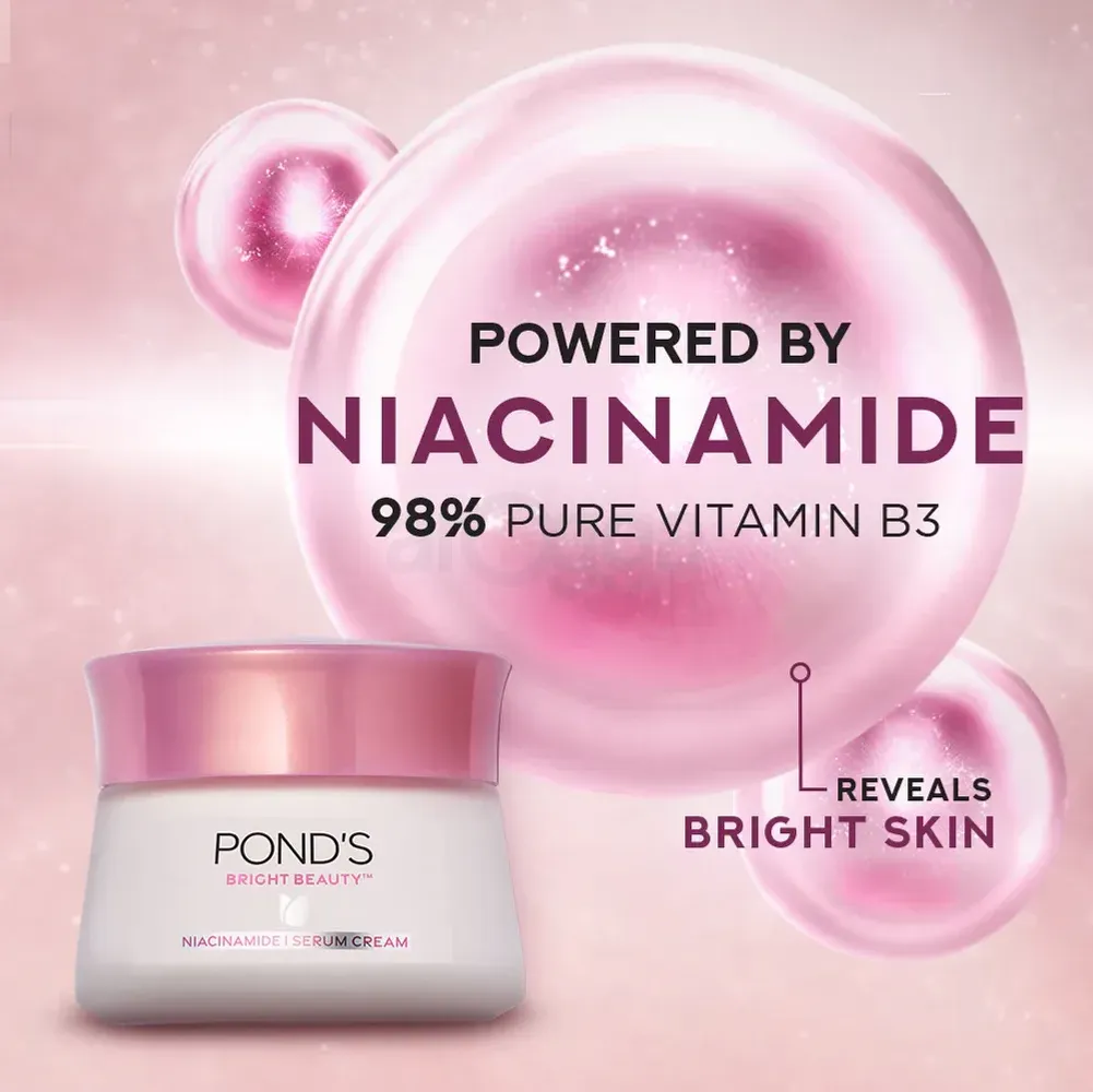 Pond's Bright Beauty Serum Cream with Niacinamide & 98% Pure Vitamin B3 SPF 15 PA++  