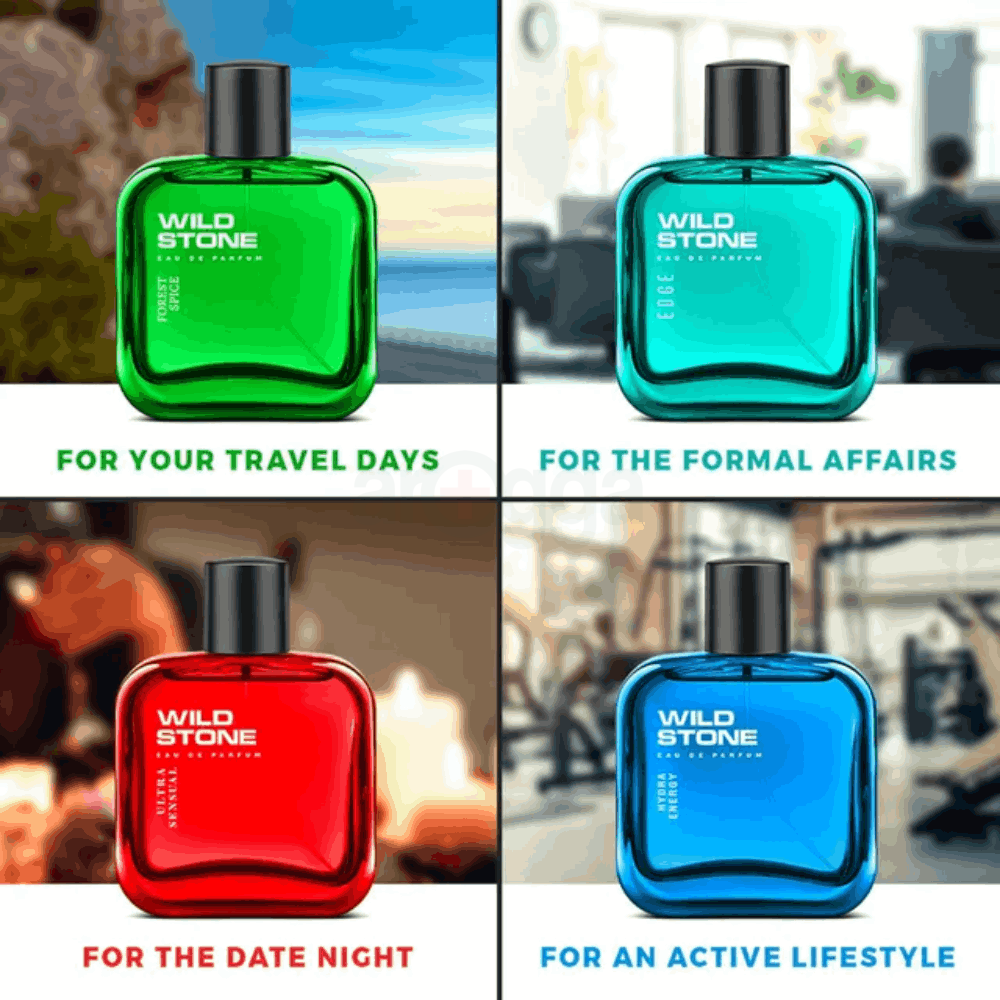 Wild Stone Edge, Forest Spice, Hydra Energy and Ultra Sensual Perfume Pack of 4  