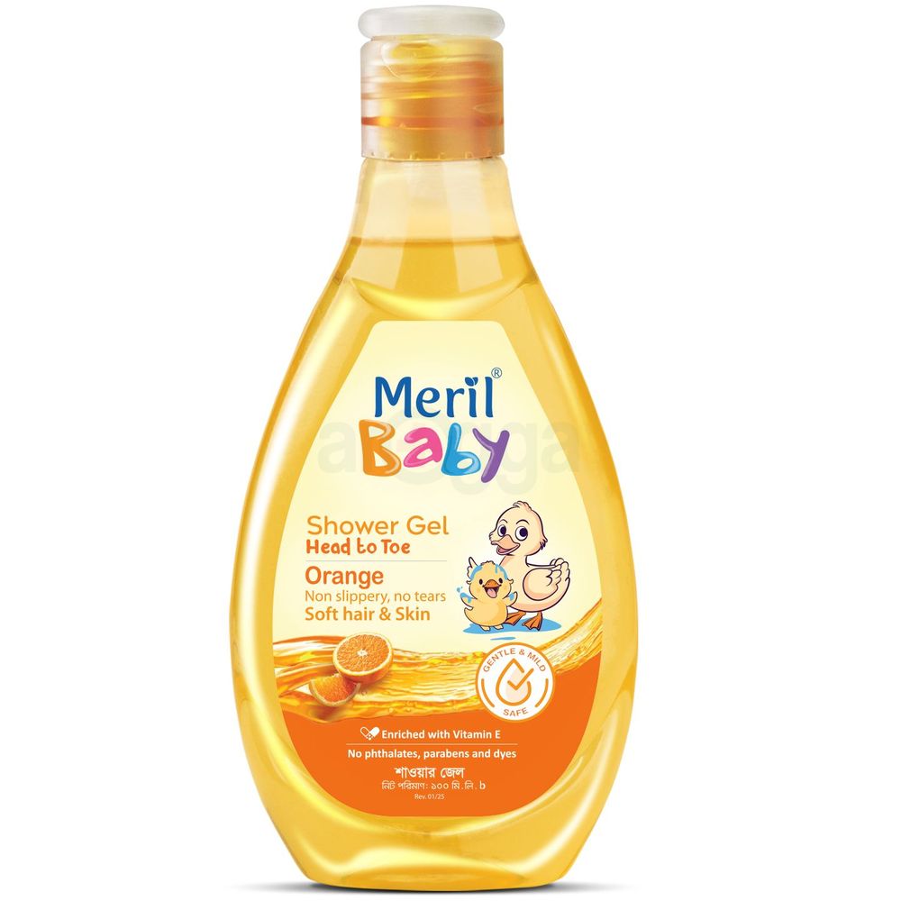 Meril Baby Shower Gel Head to Toe 100ml- Orange  