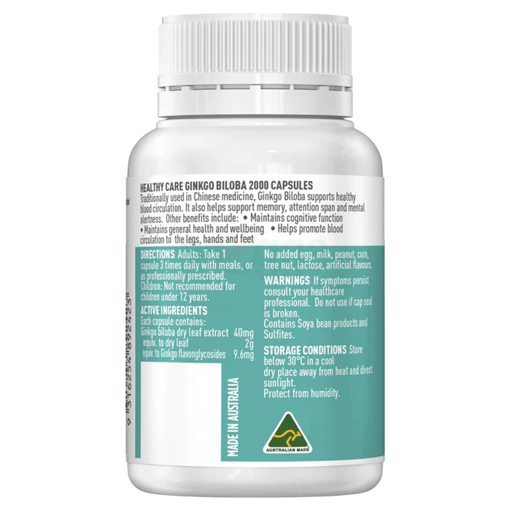 Healthy Care Ginkgo Biloba 2000mg - 100 Capsules  