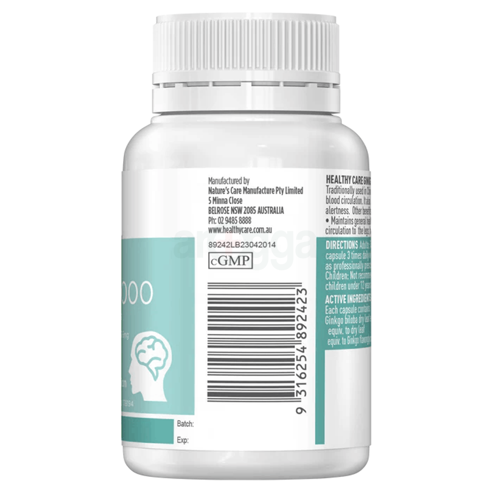 Healthy Care Ginkgo Biloba 2000mg - 100 Capsules  