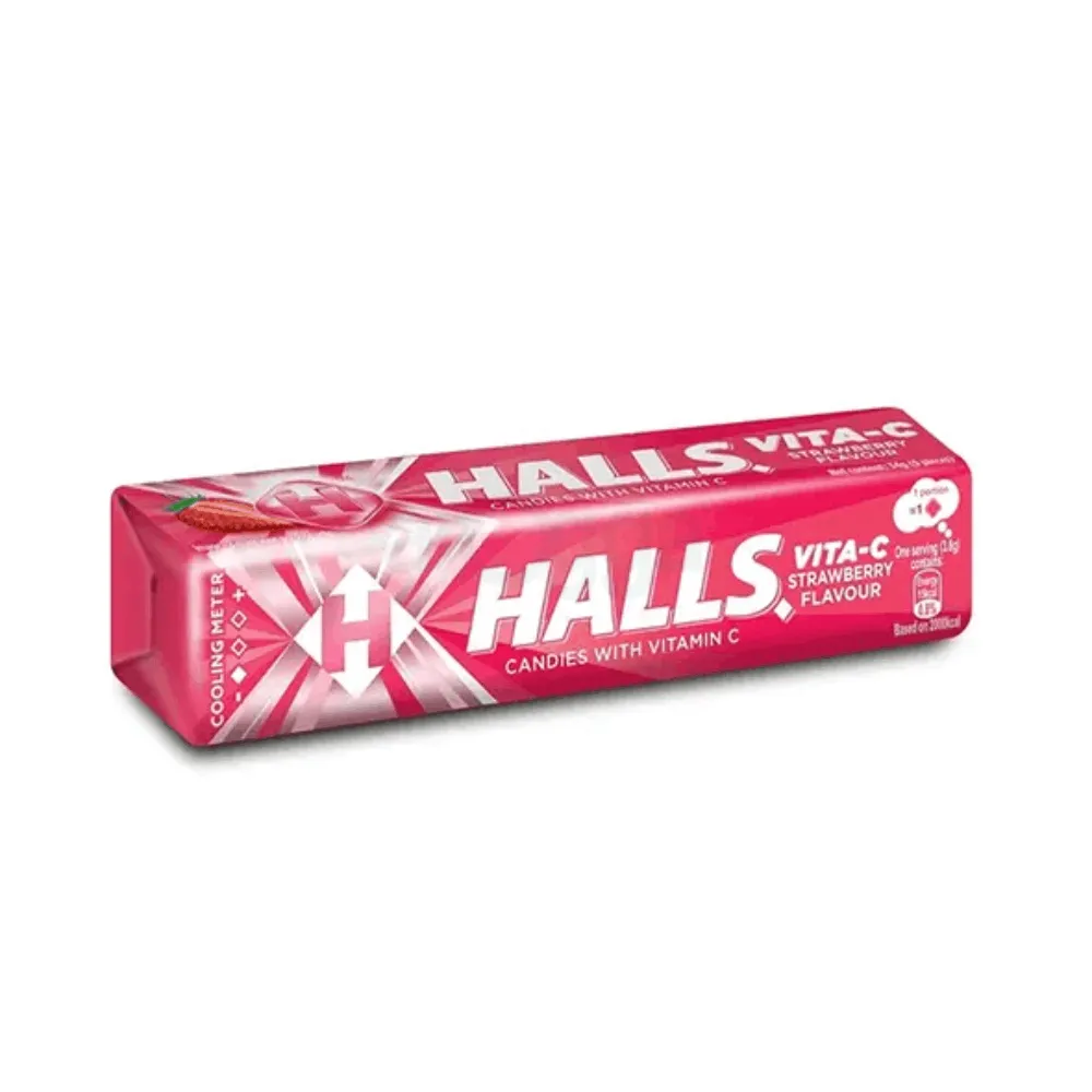 Halls Vita-C Strawberry Flavor Candy 34gm  