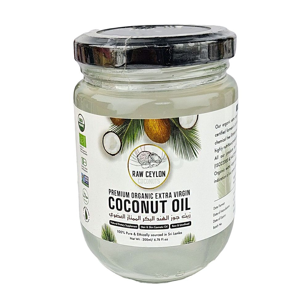 Raw Ceylon Premium Organic Extra Virgin Coconut Oil 200ml  