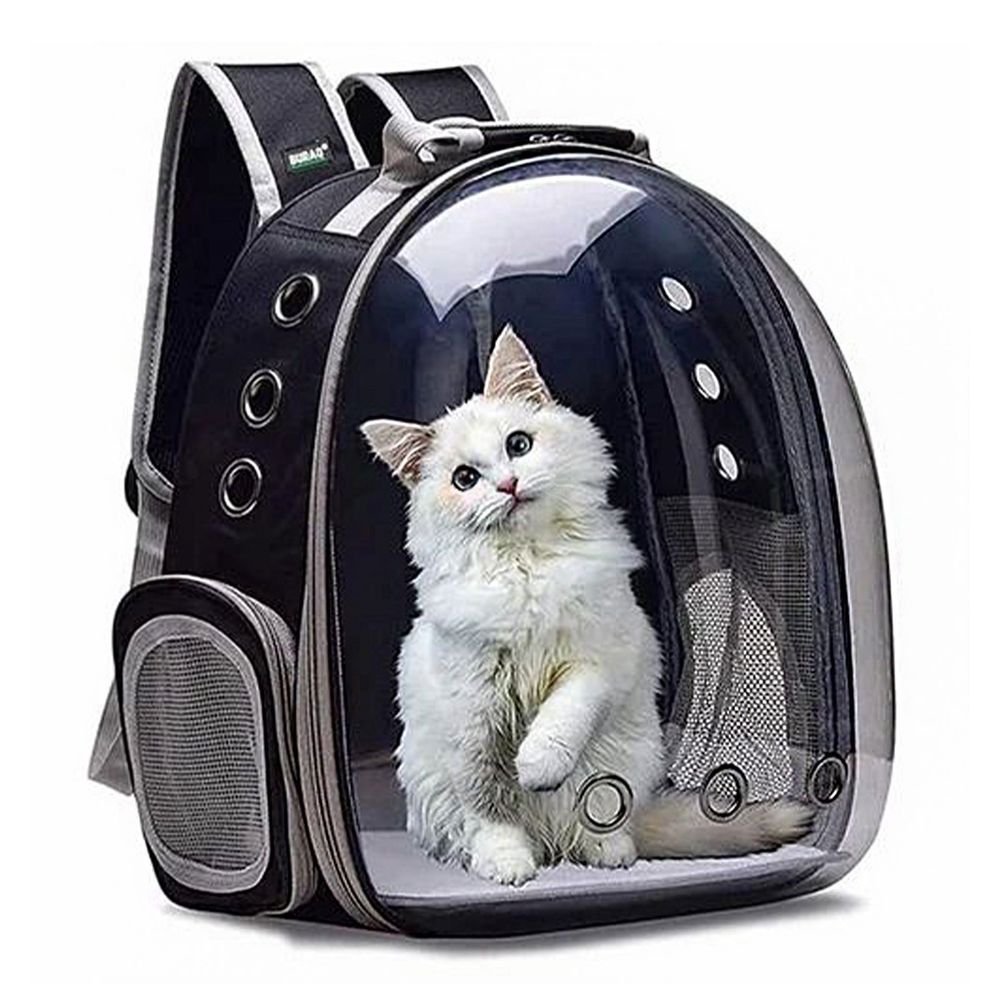 Pet Carrier Bag Portable Pet Outdoor Travel Backpack Black Color T-4  