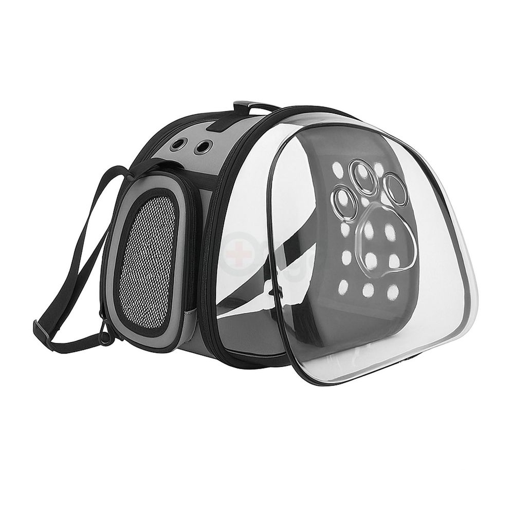 Pet Carrier Bag Portable Pet Outdoor Travel Backpack Gray Color L Size  