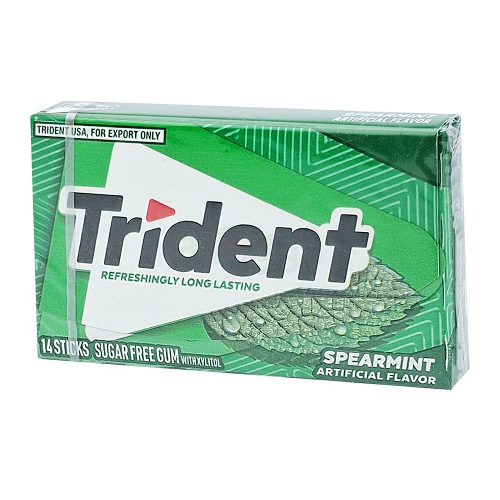Trident Sugar Free Chewing Gum Spearmint Artificial Flavor 14 Sticks  
