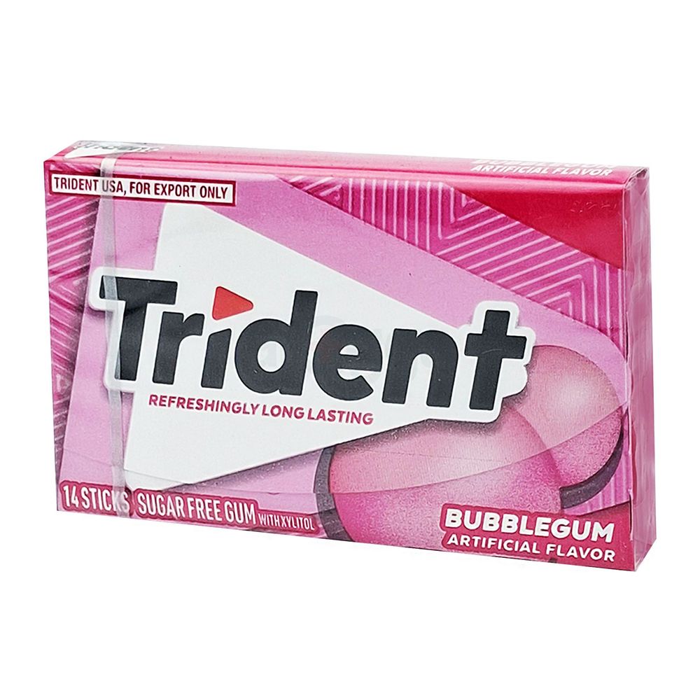 Trident Sugar Free Chewing Gum Bubblegum Artificial Flavor 14 Sticks  