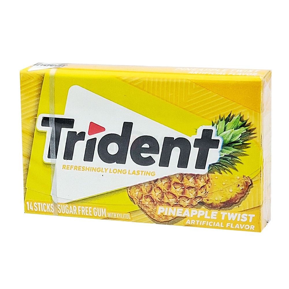 Trident Sugar Free Chewing Gum Pineapple Twist Artificial Flavor 14 Sticks  