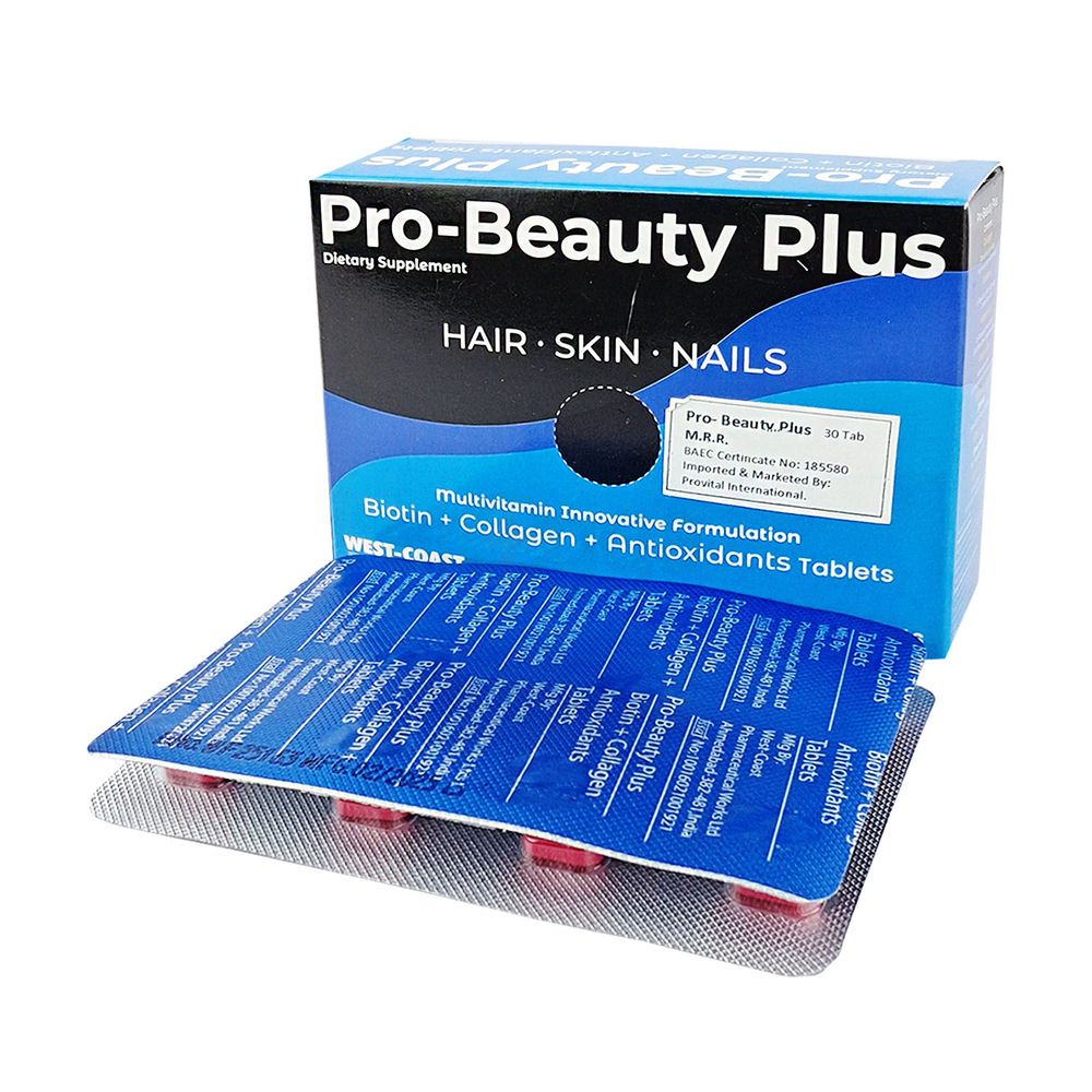 Pro-Beauty Plus Hair Skin Nails Multivitamin Innovative Formulation Biotin+Collagen+Antioxidants Tablets  