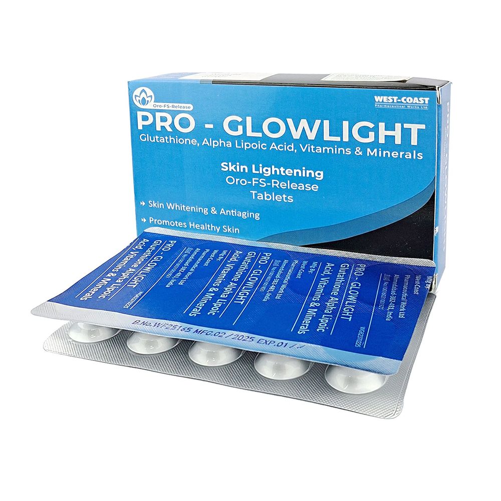Pro-Glowlight Glutathione, Alpha Lipoic Acid, Vitamins & Minerals Skin Lightening Tablets  