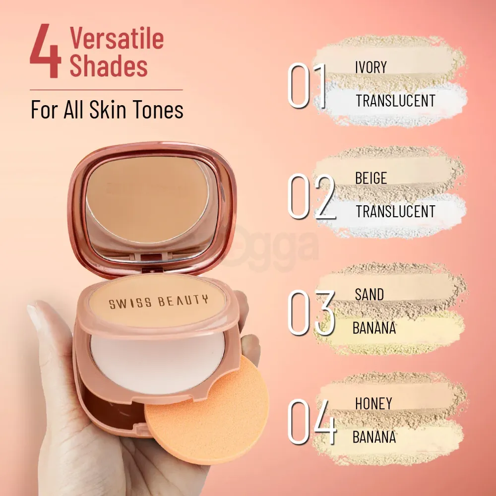Swiss Beauty Matte & Set Duo Oil Free Compact Powder - Ivory 01  