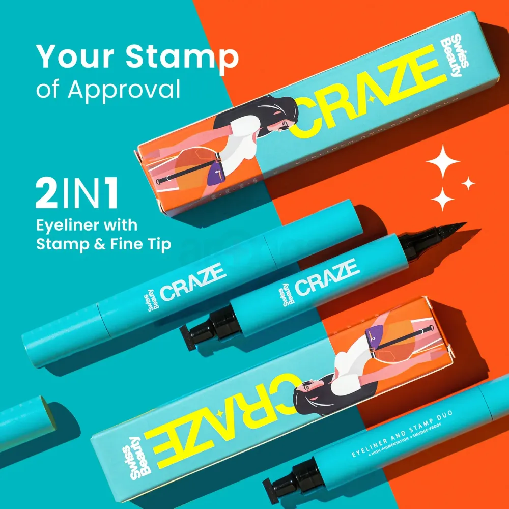 Swiss Beauty Craze Eyeliner And Stamp Duo - Black  
