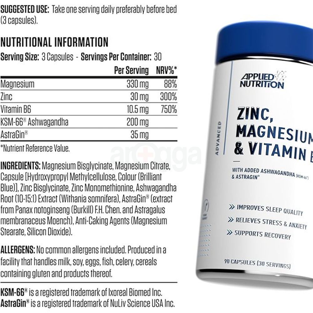 Applied Nutrition Zinc Magnesium & Vitamin B6 with Ashwagandha  