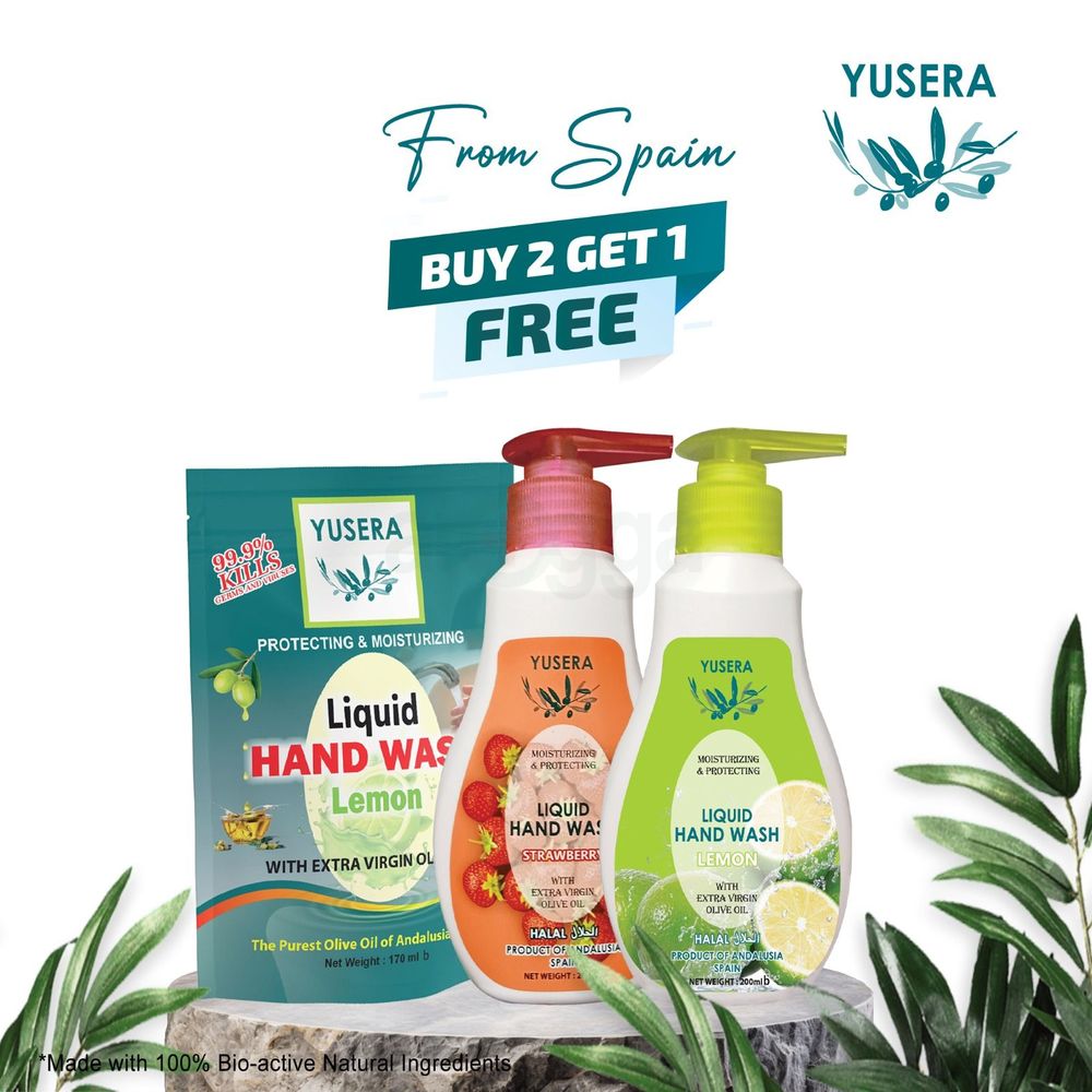 Buy 2 Yusera Liquid Handwash (Lemon + Strawberry) 200ml & Get 1 Lemon Liquid Handwash Refill 170ml Free  