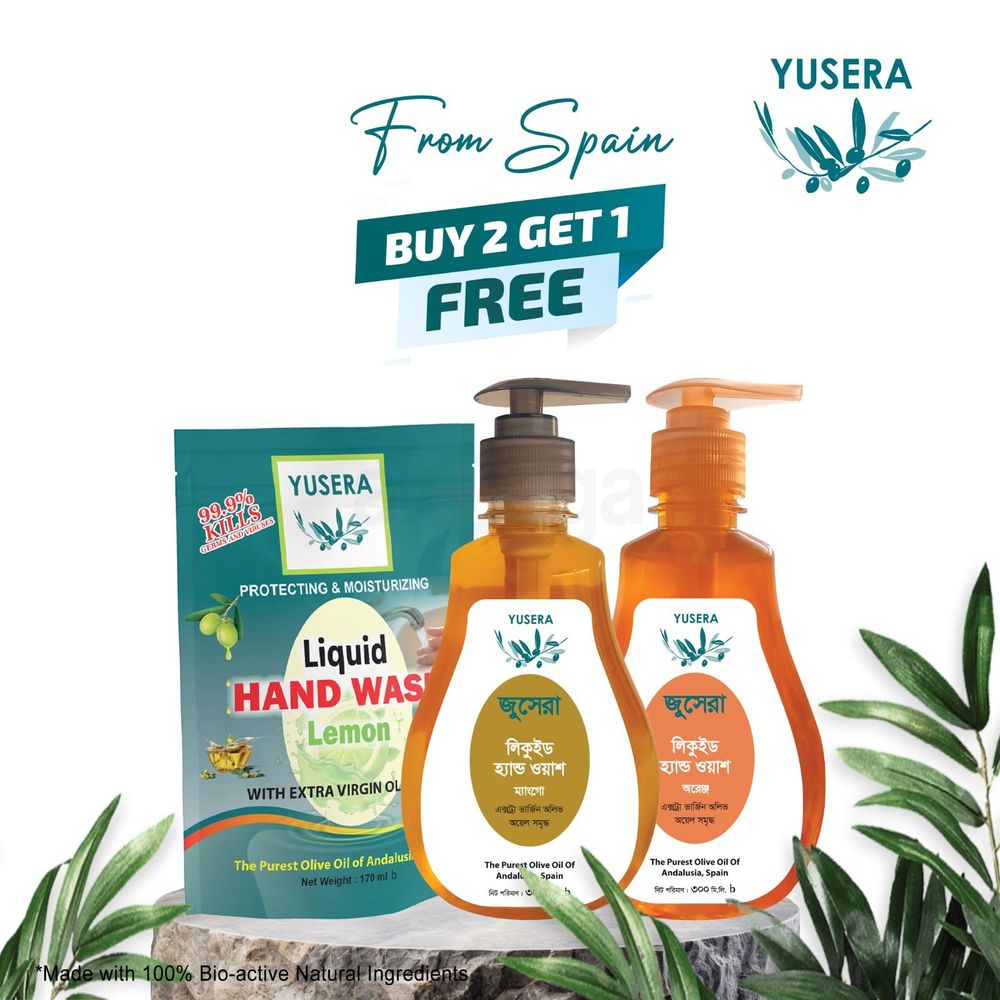 Buy 2 Yusera Hand Wash 300ml (Mango + Orange) & Get 1 Free Hand Wash Refill 170ml  