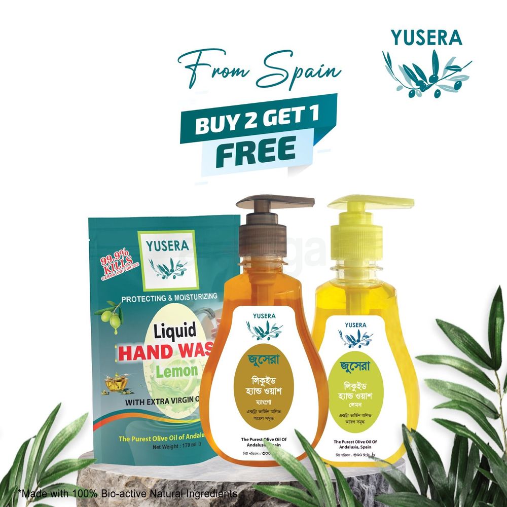 Yusera Hand Wash 300ml (Lemon + Mango) Buy 2 Get 1 Free Handwash Refill 170ml  