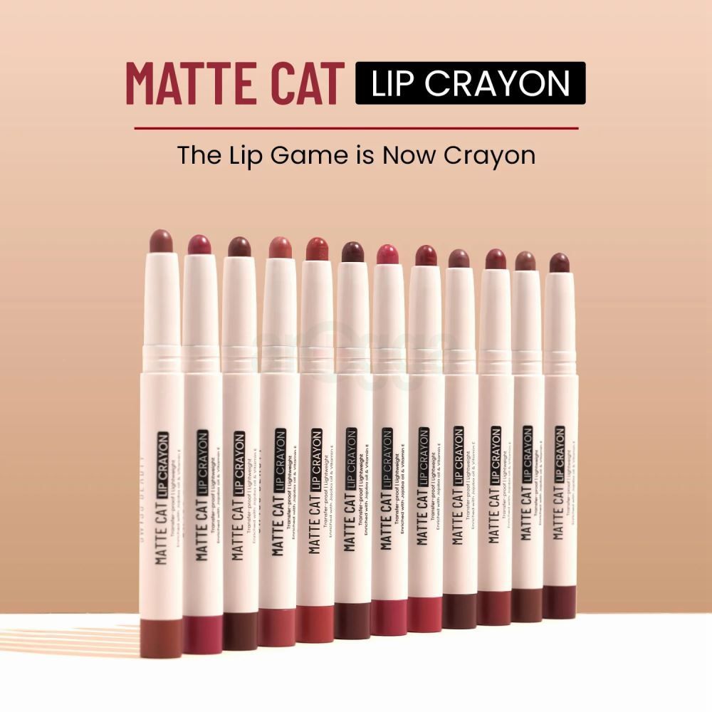 Swiss Beauty Matte Cat Lip Crayon Transfer Proof & Lightweight with Jojoba oil & Vitamin E- 23 Murphy Wood  