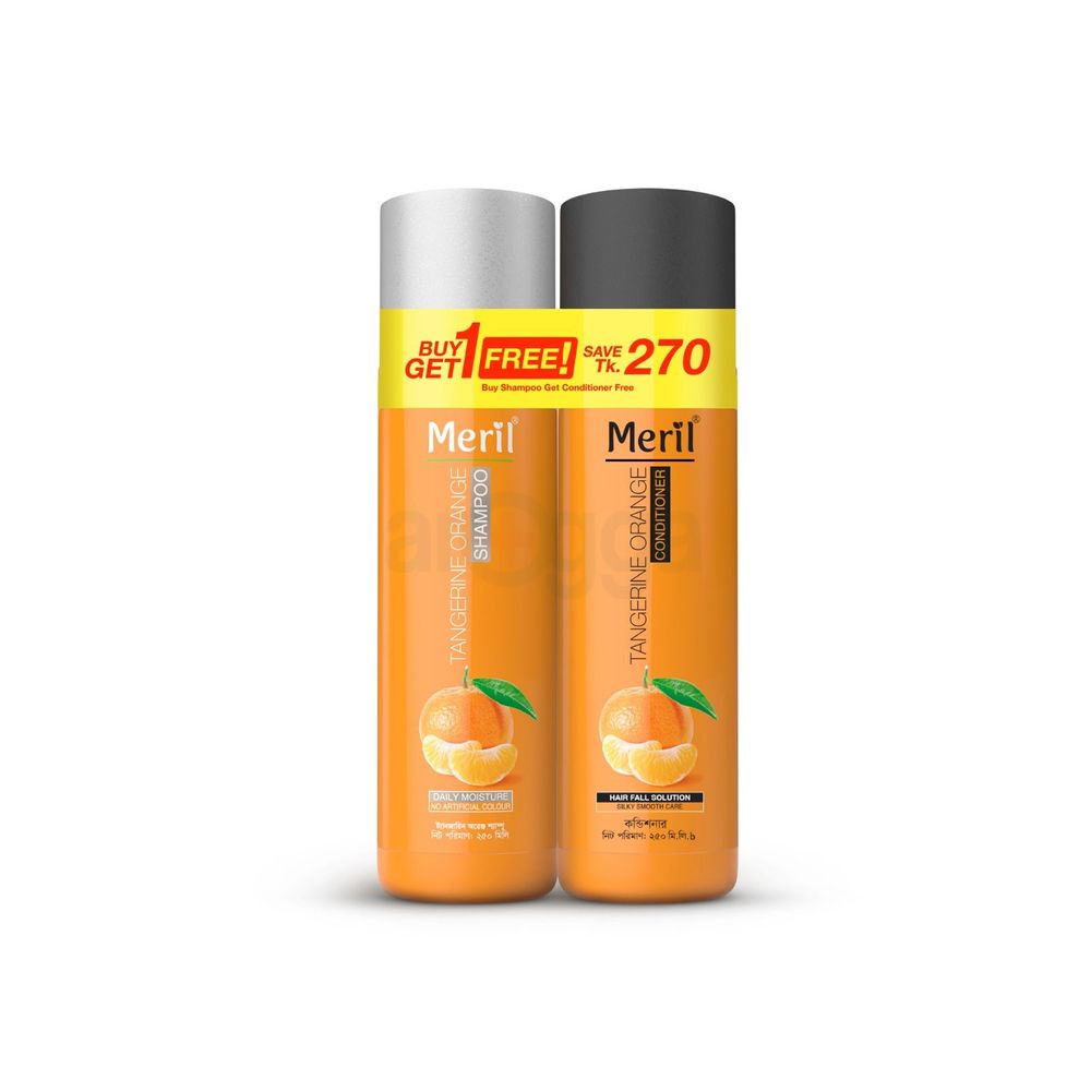 Buy 1 Meril Tangerine Orange Shampoo 250ml & Get 1 Meril Tangerine Orange Conditioner 250ml Free  