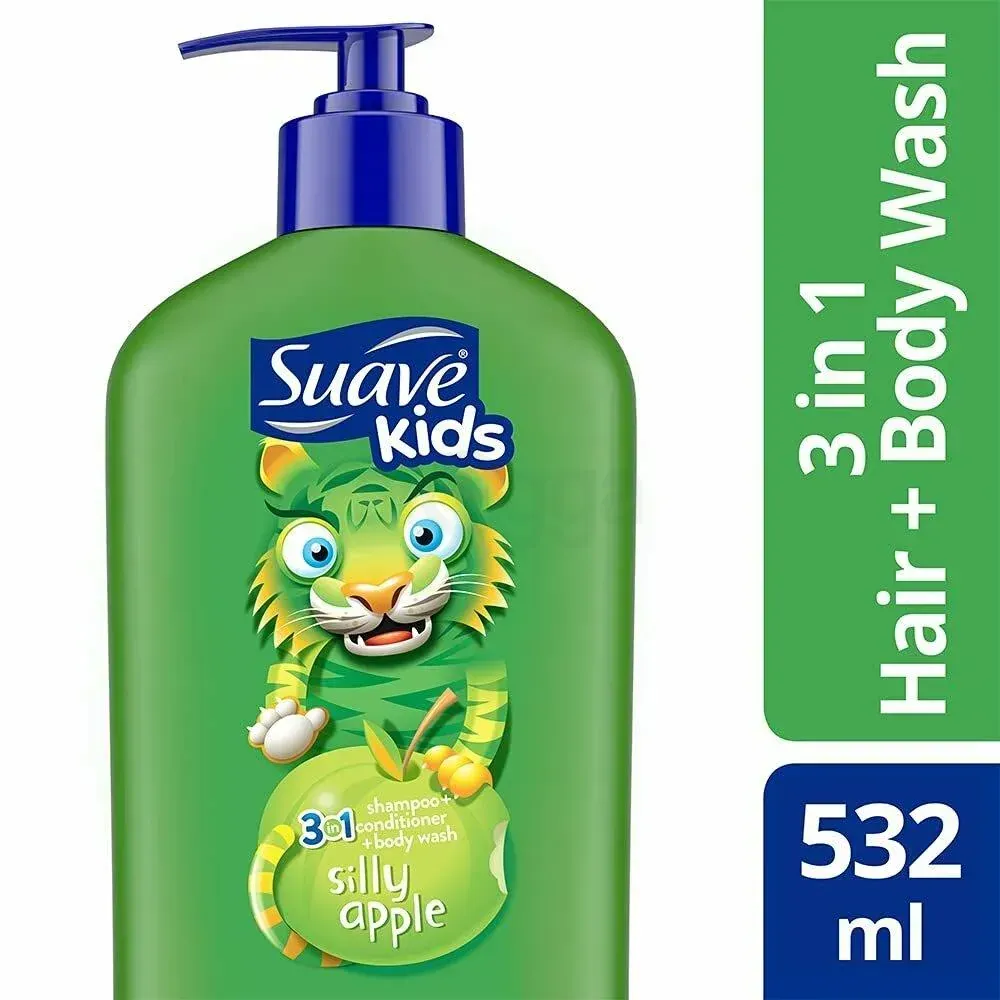 Suave Kids 3 in 1 Silly Apple Shampoo, Conditioner & Body Wash 532ml  