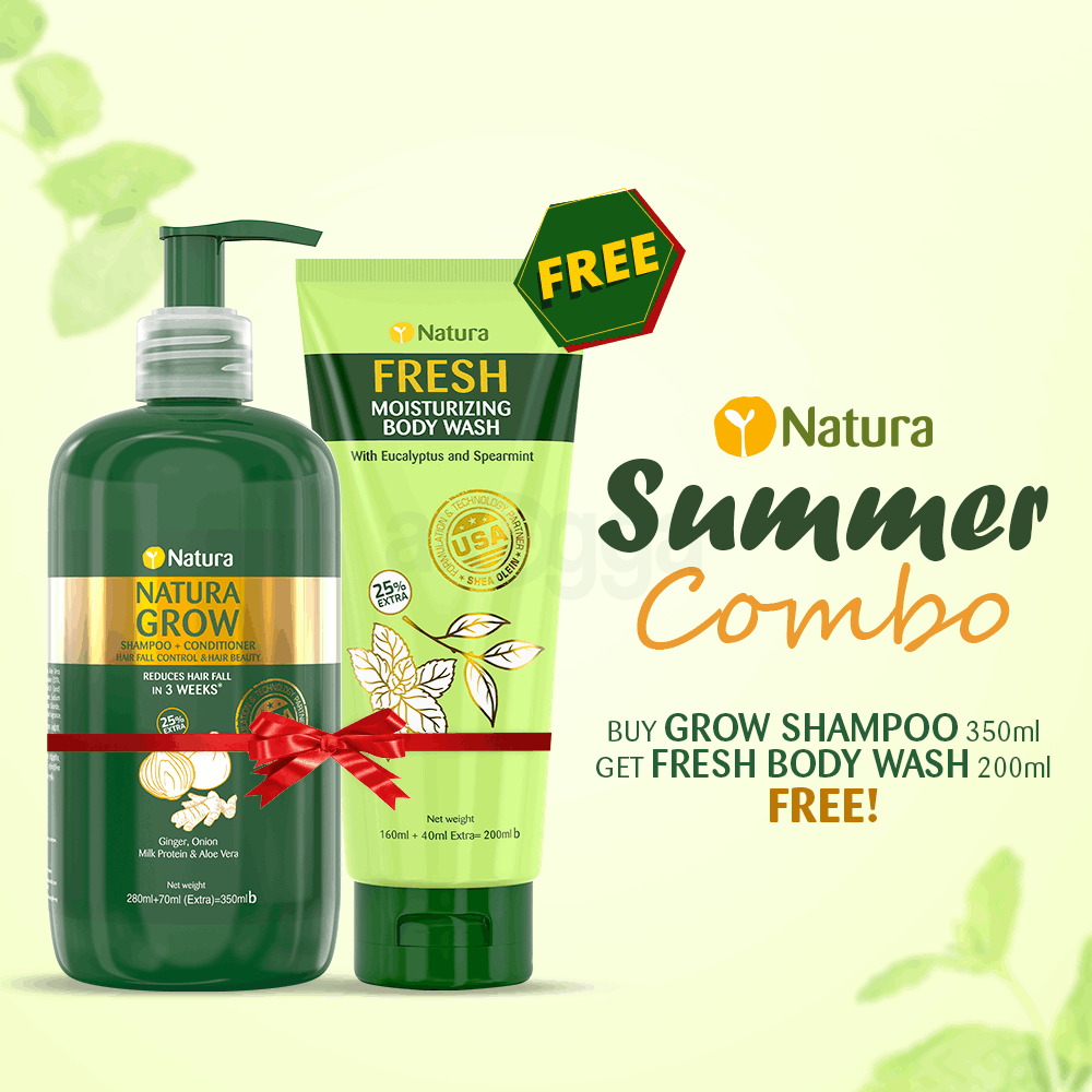 Natura Summer Combo (Buy 1 Grow Shampoo 350ml & Get 1 Body Wash 200ml Free)  