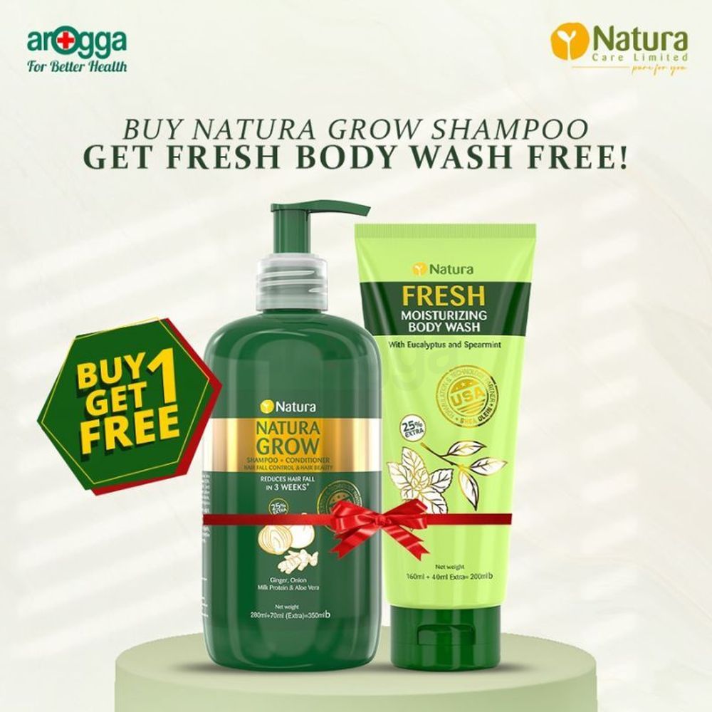 Natura Summer Combo (Buy 1 Grow Shampoo 350ml & Get 1 Body Wash 200ml Free)  