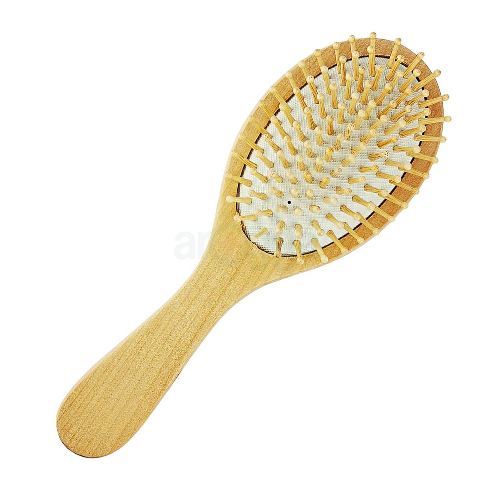Premium Fashion Paddle Cushion Wooden Hair Brush Comb (Round)-1pcs  