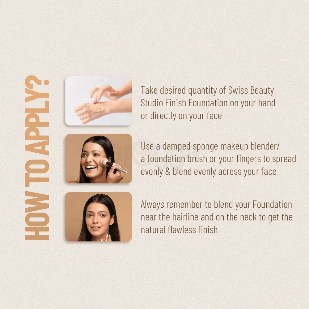 Swiss Beauty Studio Finish Fully Coverage Foundation - 01 Ivory Rose  