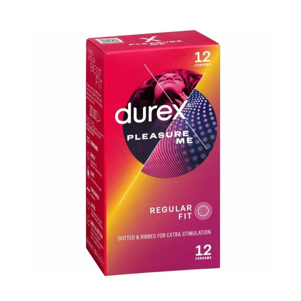 Durex Pleasure Me Regular Fit Dotted & Ribbed Condom - 12 pcs  
