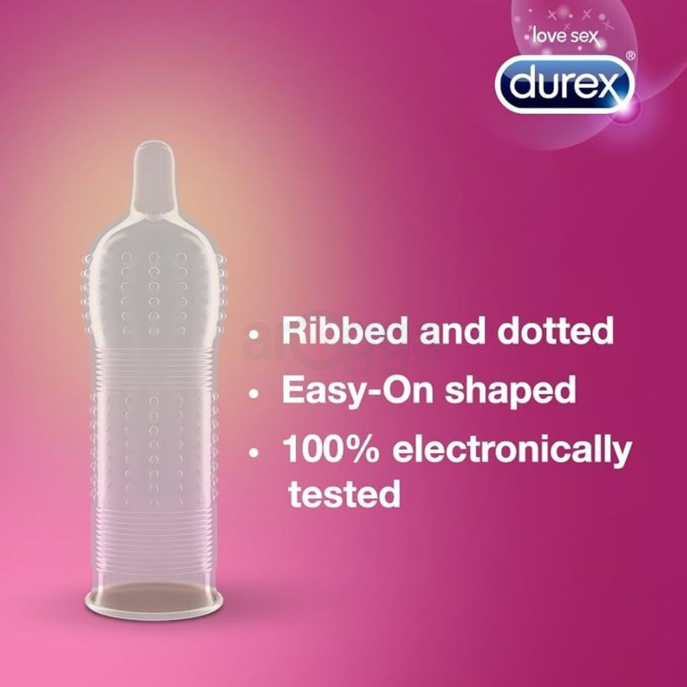 Durex Pleasure Me Regular Fit Dotted & Ribbed Condom - 12 pcs  