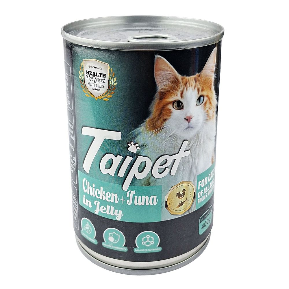 Taipet Can For All Cats From 2 Months Chicken And Tuna In Jelly 400gm  